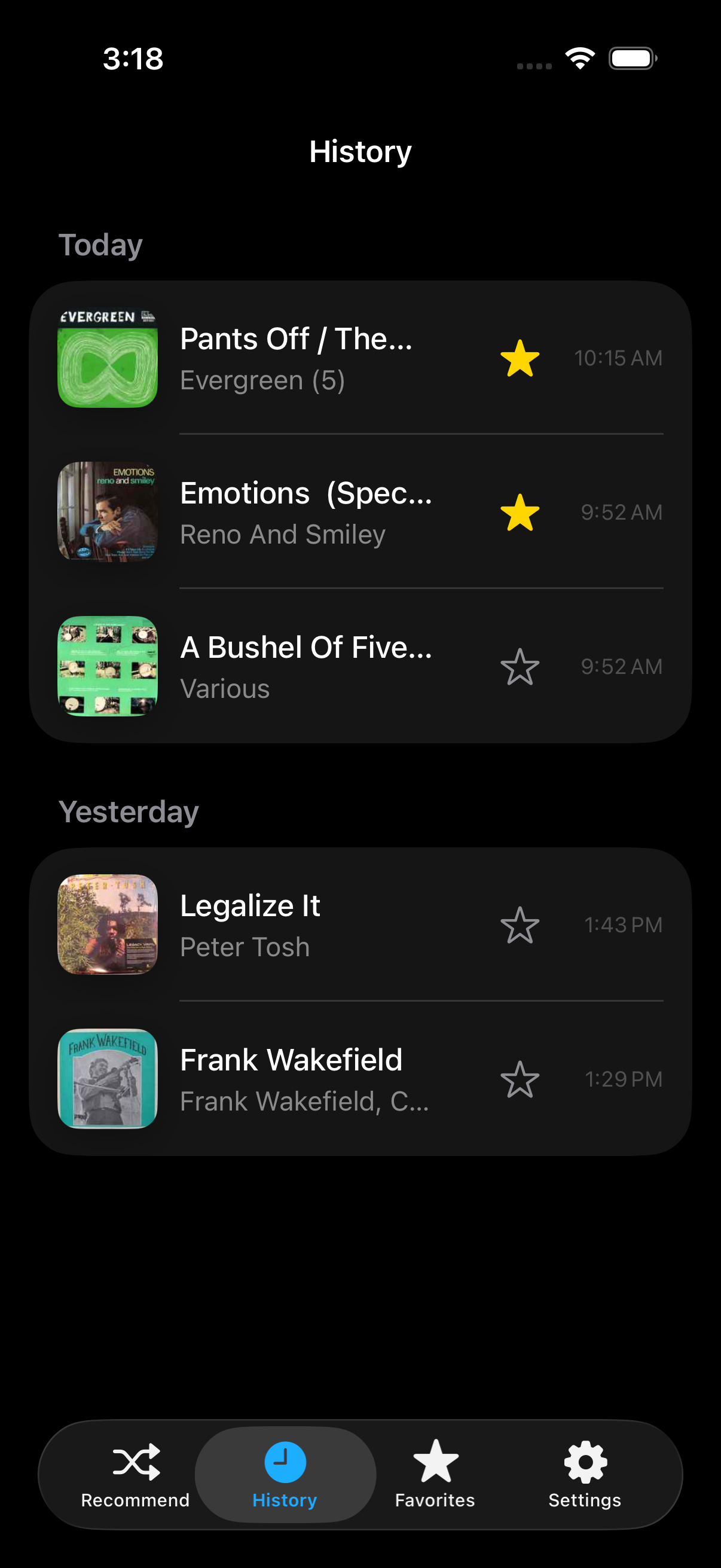 VinylRec play history